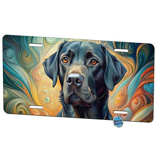 Black Labrador Retriever Dog Abstract Art Metal Vanity Novelty Tag License Plate for Trucks Cars SUVs