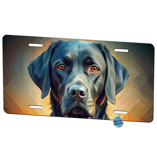 Black Labrador Retriever Dog Abstract Stylized Art Metal Vanity Novelty Tag License Plate for Trucks Cars SUVs