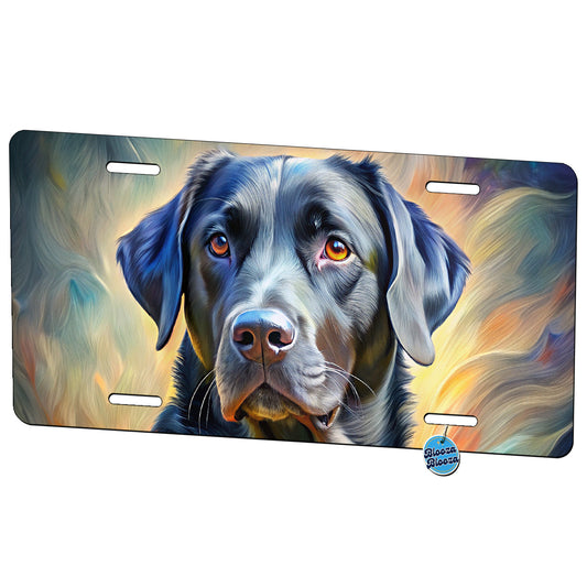 Black Labrador Retriever Dog Expressionism Art Metal Vanity Novelty Tag License Plate for Trucks Cars SUVs