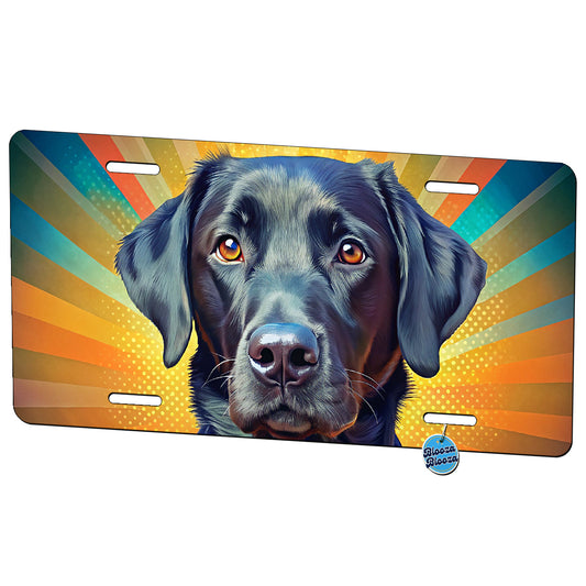Black Labrador Retriever Dog Pop Art Metal Vanity Novelty Tag License Plate for Trucks Cars SUVs