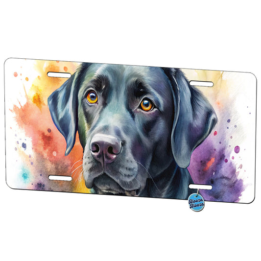 Black Labrador Retriever Dog Watercolor Style Metal Vanity Novelty Tag License Plate for Trucks Cars SUVs