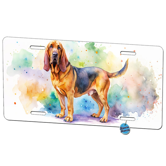 Bloodhound Dog Watercolor Style Metal Vanity Novelty Tag License Plate for Trucks Cars SUVs