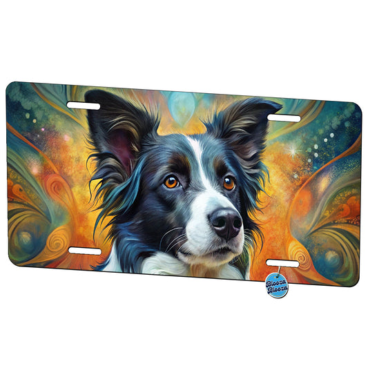 Border Collie Dog Abstract Art Metal Vanity Novelty Tag License Plate for Trucks Cars SUVs