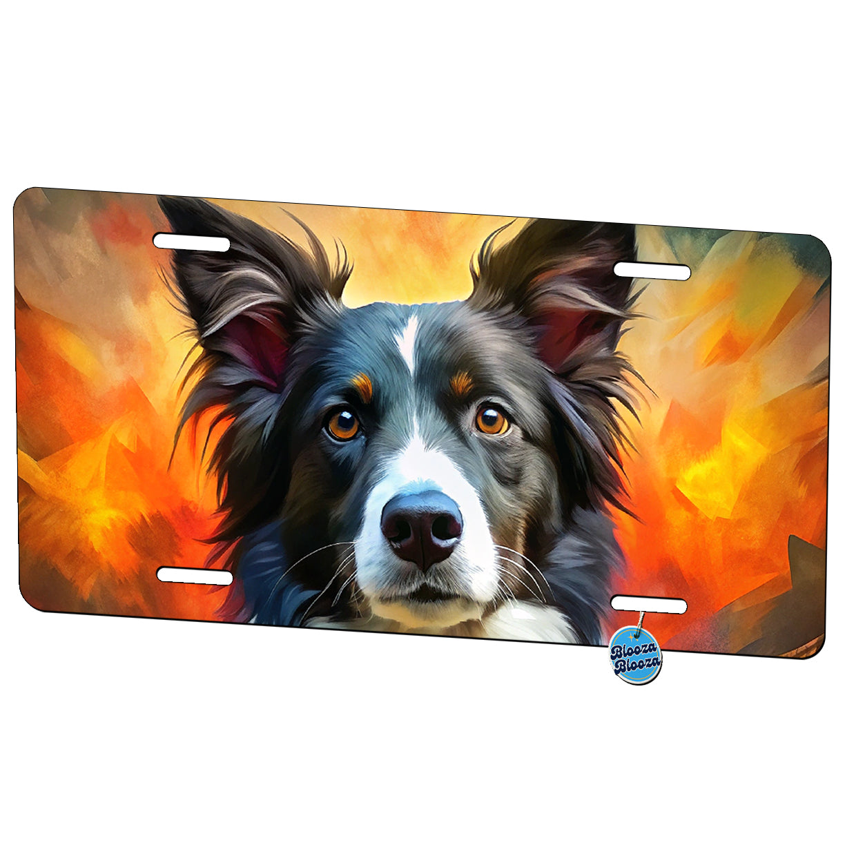Border Collie Dog Expressionism Art Metal Vanity Novelty Tag License Plate for Trucks Cars SUVs