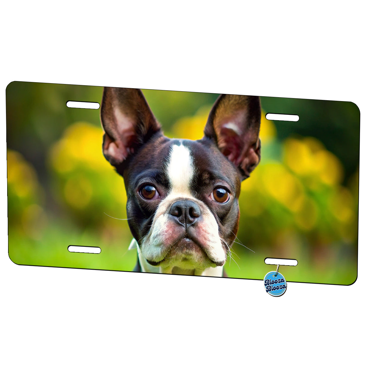 Boston Terrier Dog Photo Metal Vanity Novelty Tag License Plate for Trucks Cars SUVs