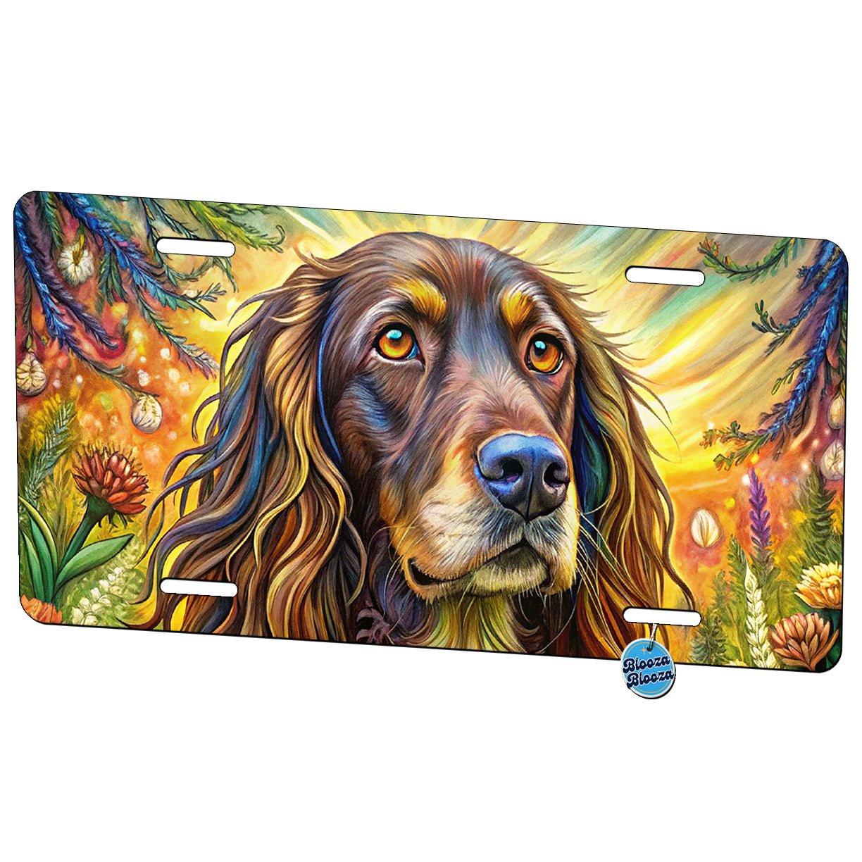 Boykin Spaniel Dog Bohemian Art Metal Vanity Novelty Tag License Plate for Trucks Cars SUVs