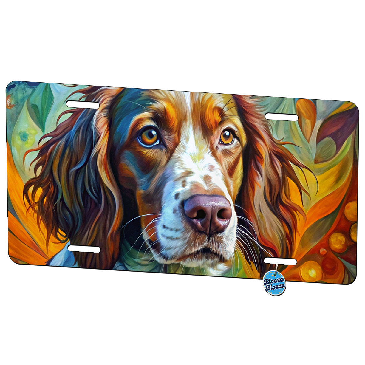 Brittany Spaniel Dog Abstract Art Metal Vanity Novelty Tag License Plate for Trucks Cars SUVs