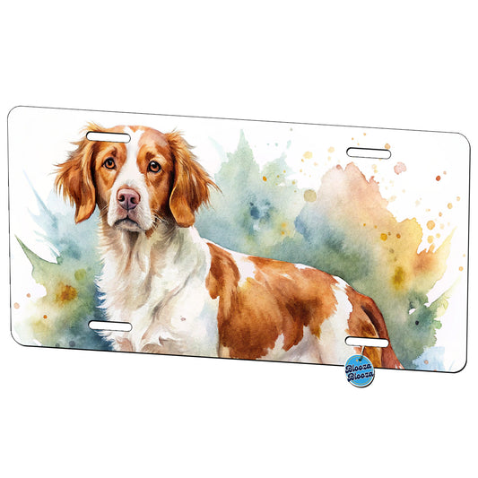 Brittany Spaniel Dog Watercolor Style Metal Vanity Novelty Tag License Plate for Trucks Cars SUVs