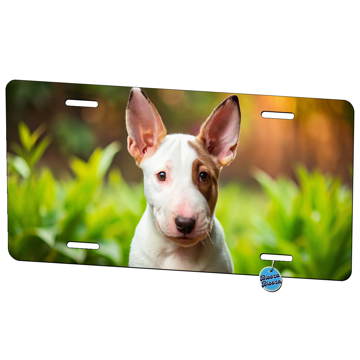 Bull Terrier Dog Puppy Photo Metal Vanity Novelty Tag License Plate for Trucks Cars SUVs
