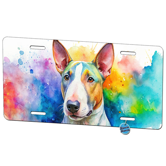 Bull Terrier Dog Watercolor Style Metal Vanity Novelty Tag License Plate for Trucks Cars SUVs