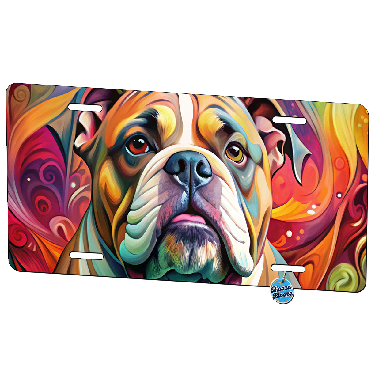 Bulldog Dog Abstract Art Metal Vanity Novelty Tag License Plate for Trucks Cars SUVs