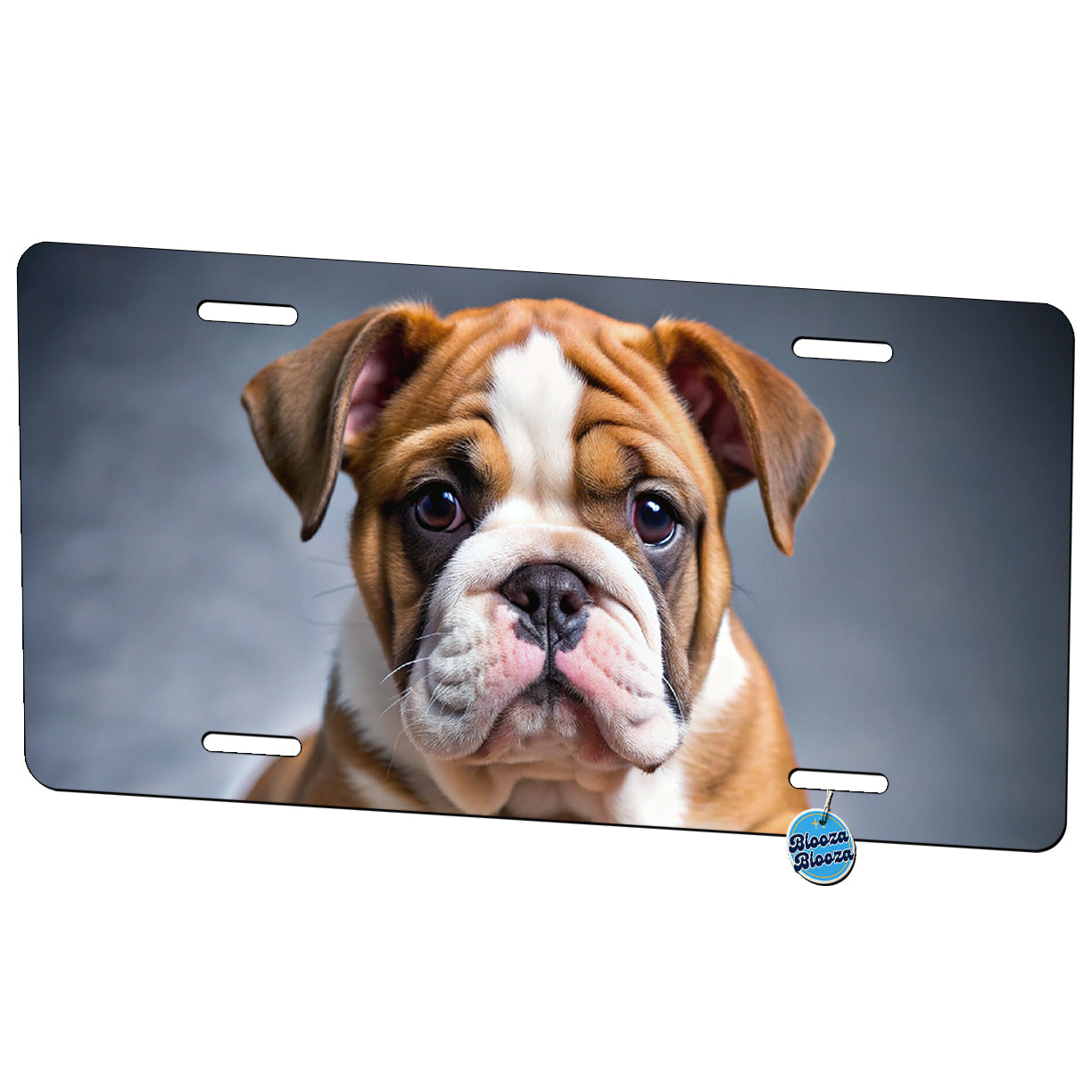 Bulldog Puppy Photo Metal Vanity Novelty Tag License Plate for Trucks Cars SUVs