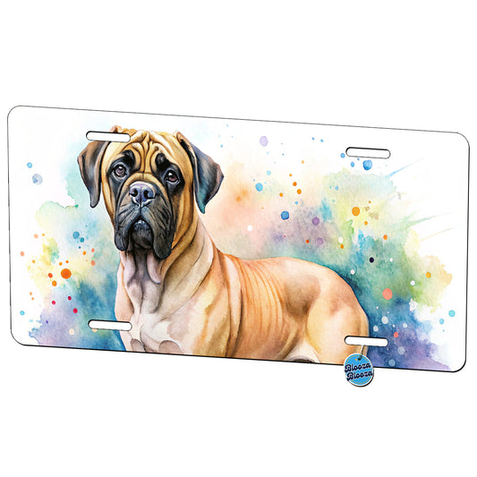 Bullmastiff Dog Watercolor Style Metal Vanity Novelty Tag License Plate for Trucks Cars SUVs