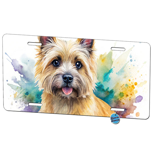 Cairn Terrier Dog Watercolor Style Metal Vanity Novelty Tag License Plate for Trucks Cars SUVs