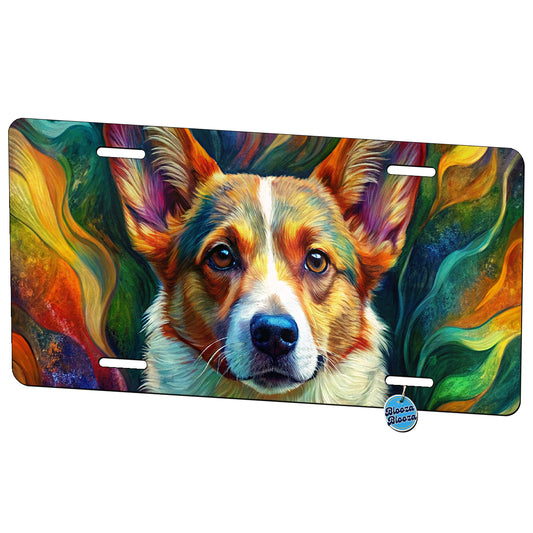 Cardigan Welsh Corgi Dog Abstract Art Metal Vanity Novelty Tag License Plate for Trucks Cars SUVs