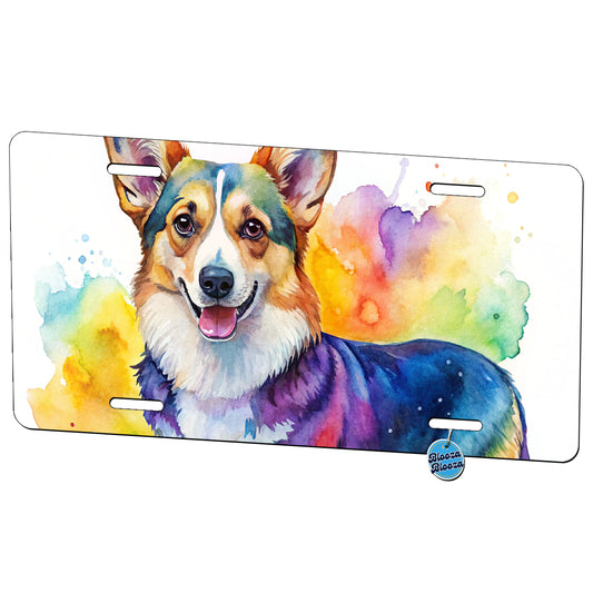 Cardigan Welsh Corgi Dog Watercolor Style Metal Vanity Novelty Tag License Plate for Trucks Cars SUVs