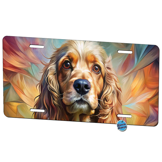 Cocker Spaniel Dog Abstract Art Metal Vanity Novelty Tag License Plate for Trucks Cars SUVs