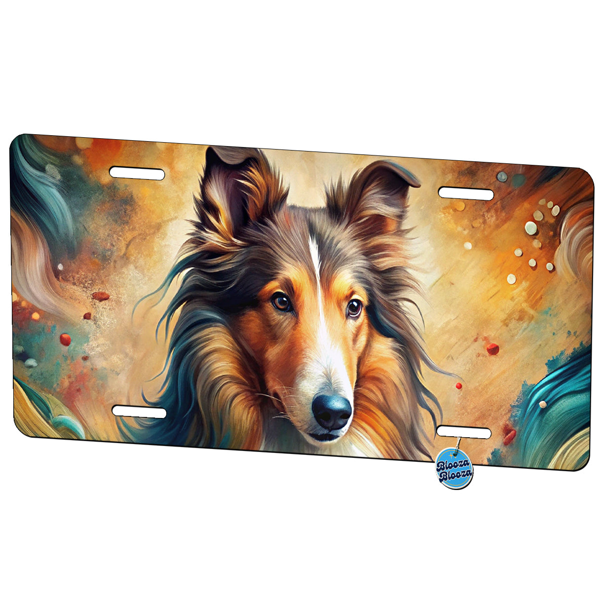 Collie Dog Abstract Art Metal Vanity Novelty Tag License Plate for Trucks Cars SUVs