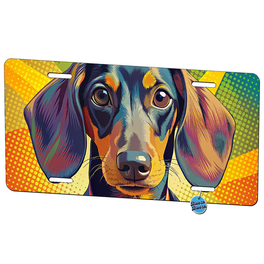 Dachshund Dog Pop Art Metal Vanity Novelty Tag License Plate for Trucks Cars SUVs