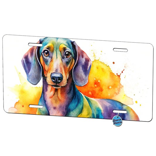 Dachshund Dog Watercolor Style Metal Vanity Novelty Tag License Plate for Trucks Cars SUVs