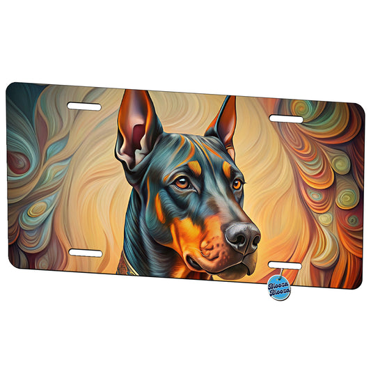 Doberman Pinscher Dog Art Nouveau Metal Vanity Novelty Tag License Plate for Trucks Cars SUVs
