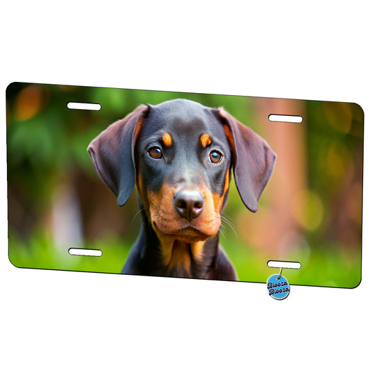 Doberman Pinscher Dog Puppy Photo Metal Vanity Novelty Tag License Plate for Trucks Cars SUVs