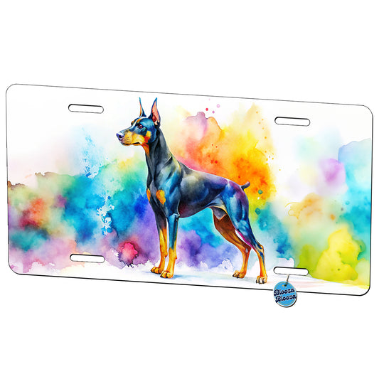Doberman Pinscher Dog Watercolor Style Metal Vanity Novelty Tag License Plate for Trucks Cars SUVs