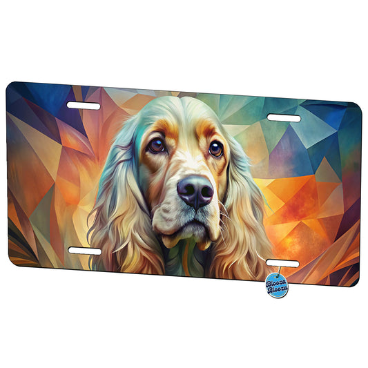 English Cocker Spaniel Dog Abstract Art Metal Vanity Novelty Tag License Plate for Trucks Cars SUVs
