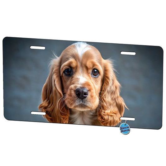 English Cocker Spaniel Dog Puppy Photo Metal Vanity Novelty Tag License Plate for Trucks Cars SUVs