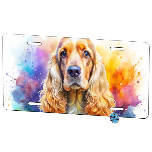English Cocker Spaniel Dog Watercolor Style Metal Vanity Novelty Tag License Plate for Trucks Cars SUVs
