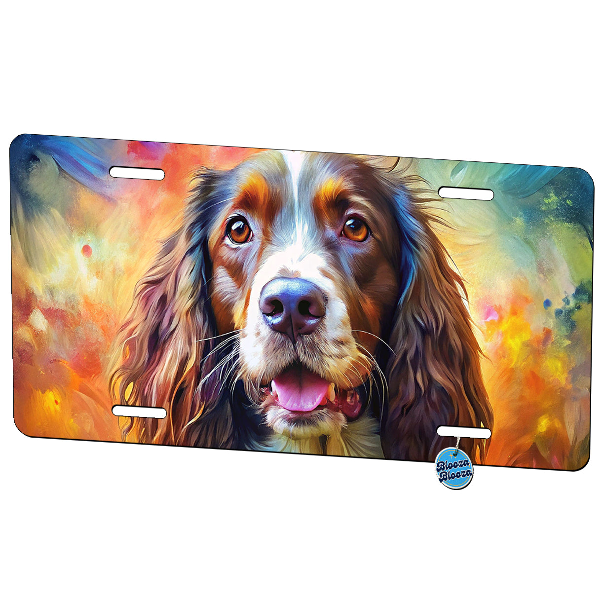 English Springer Spaniel Dog Expressionism Art Metal Vanity Novelty Tag License Plate for Trucks Cars SUVs
