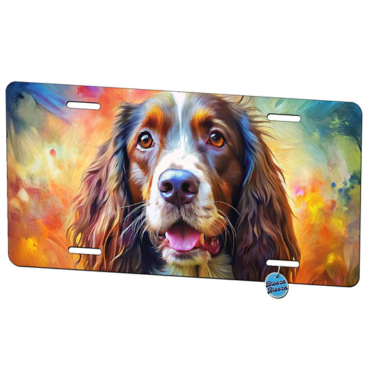 English Springer Spaniel Dog Expressionism Art Metal Vanity Novelty Tag License Plate for Trucks Cars SUVs