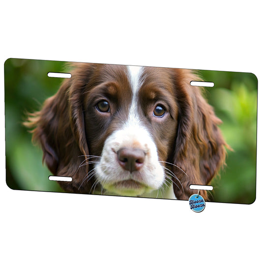English Springer Spaniel Dog Puppy Photo Metal Vanity Novelty Tag License Plate for Trucks Cars SUVs