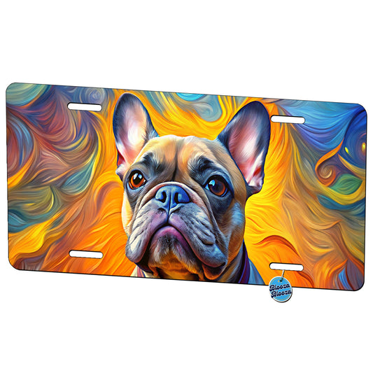French Bulldog Frenchie Dog Expressionism Art Metal Vanity Novelty Tag License Plate for Trucks Cars SUVs