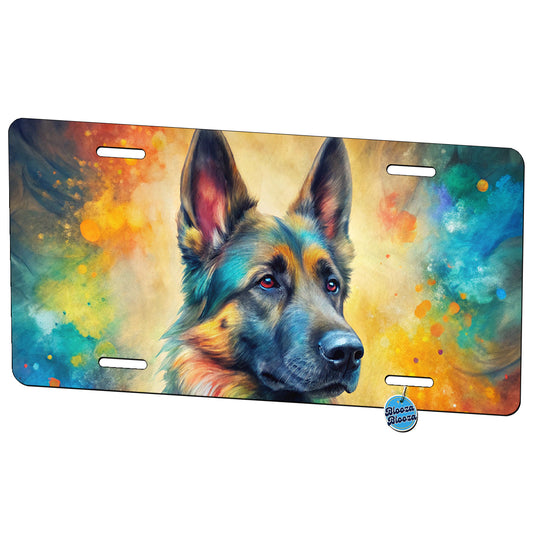 German Shepherd Dog Abstract Art Metal Vanity Novelty Tag License Plate for Trucks Cars SUVs