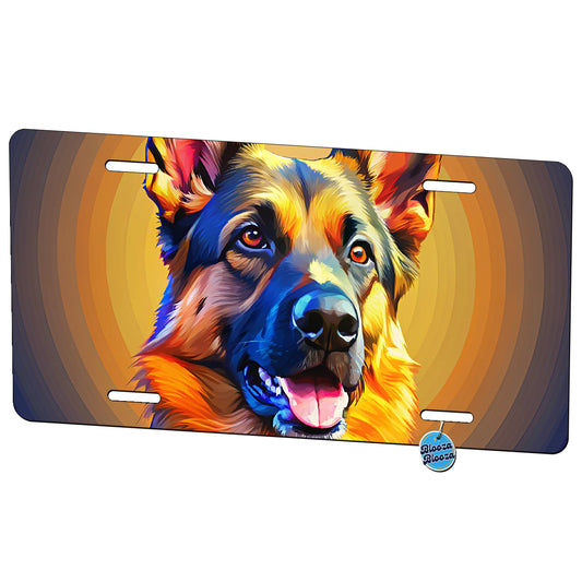German Shepherd Dog Pop Art Metal Vanity Novelty Tag License Plate for Trucks Cars SUVs