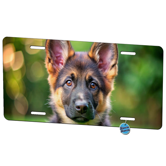 German Shepherd Dog Puppy Photo Metal Vanity Novelty Tag License Plate for Trucks Cars SUVs