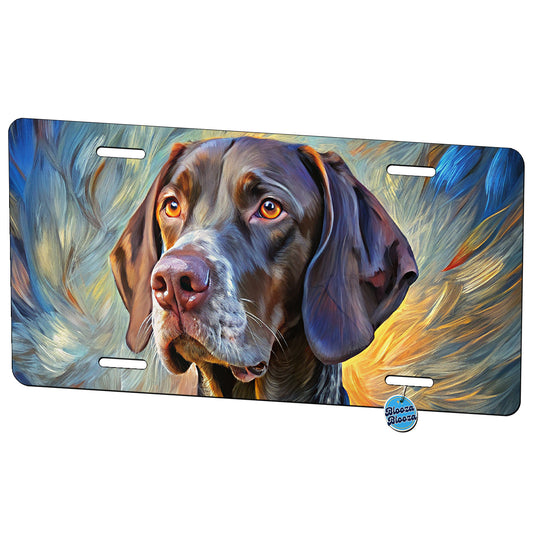 German Shorthaired Pointer Dog Expressionism Art Metal Vanity Novelty Tag License Plate for Trucks Cars SUVs