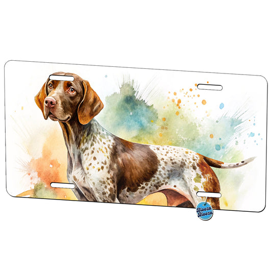 German Shorthaired Pointer Dog Watercolor Style Metal Vanity Novelty Tag License Plate for Trucks Cars SUVs