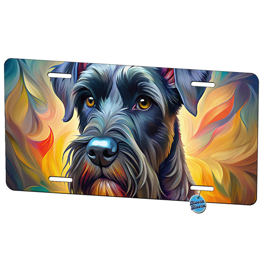 Giant Schnauzer Dog Pop Art Metal Vanity Novelty Tag License Plate for Trucks Cars SUVs