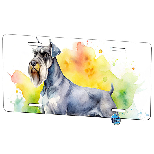 Giant Schnauzer Dog Watercolor Style Metal Vanity Novelty Tag License Plate for Trucks Cars SUVs
