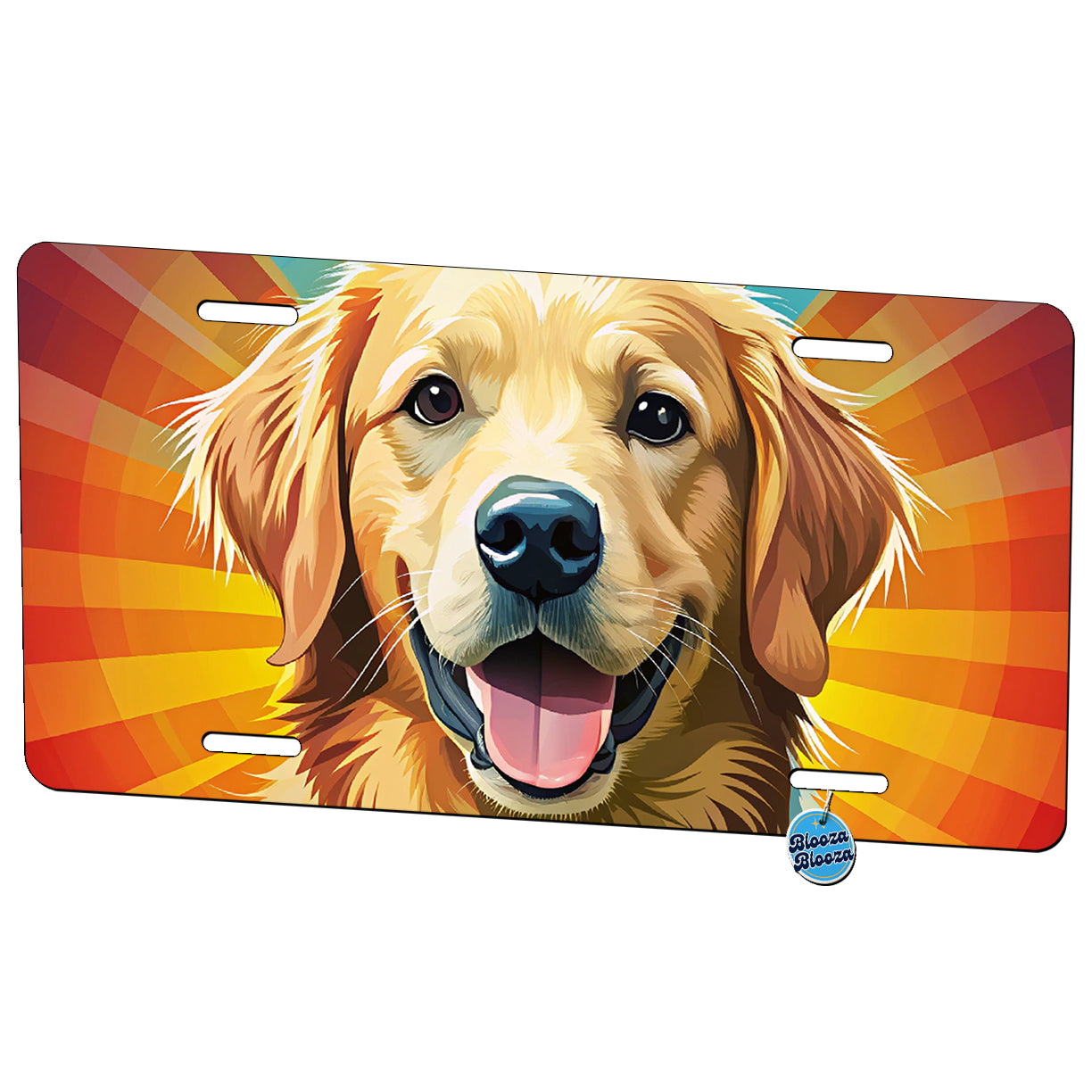 Golden Retriever Dog Pop Art Metal Vanity Novelty Tag License Plate for Trucks Cars SUVs