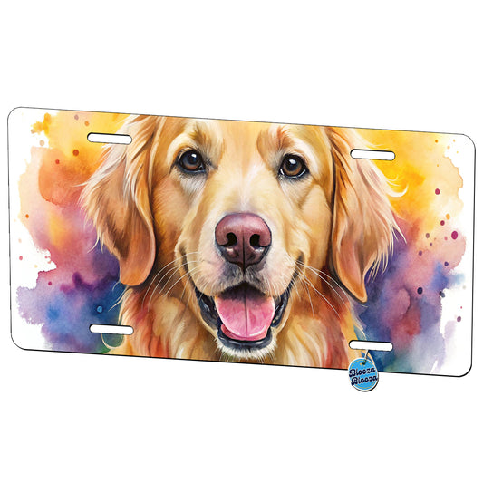 Golden Retriever Dog Watercolor Style Metal Vanity Novelty Tag License Plate for Trucks Cars SUVs