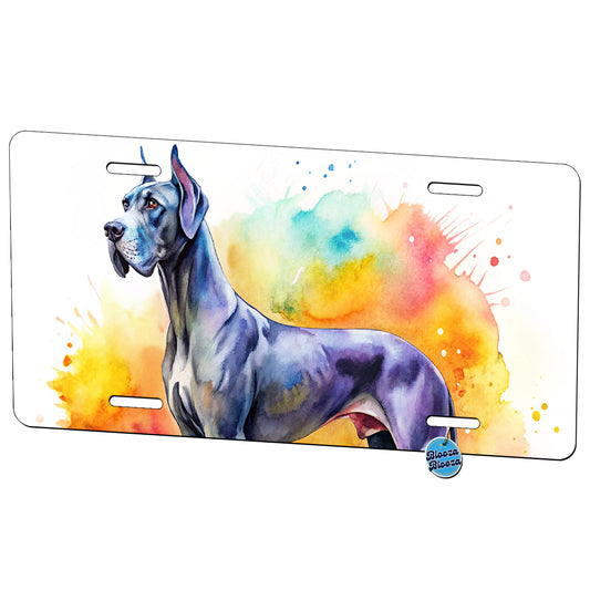 Great Dane Dog Watercolor Style Metal Vanity Novelty Tag License Plate for Trucks Cars SUVs