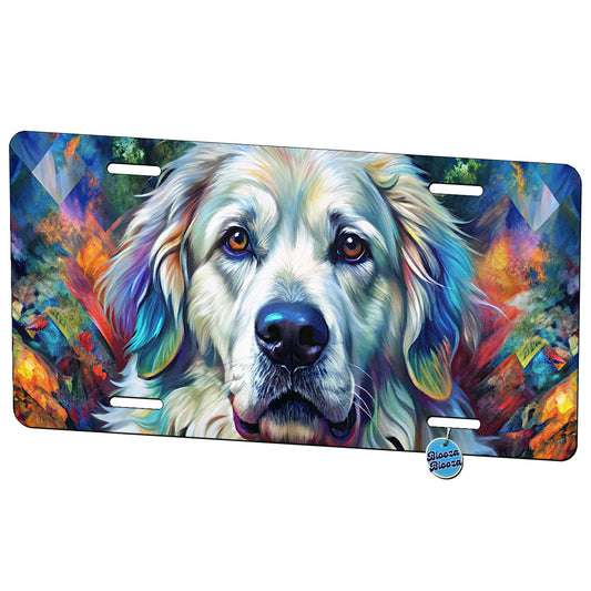 Great Pyrenees Dog Abstract Art Metal Vanity Novelty Tag License Plate for Trucks Cars SUVs