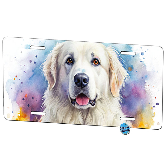 Great Pyrenees Dog Watercolor Style Metal Vanity Novelty Tag License Plate for Trucks Cars SUVs