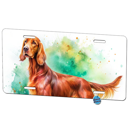 Irish Setter Dog Watercolor Style Metal Vanity Novelty Tag License Plate for Trucks Cars SUVs