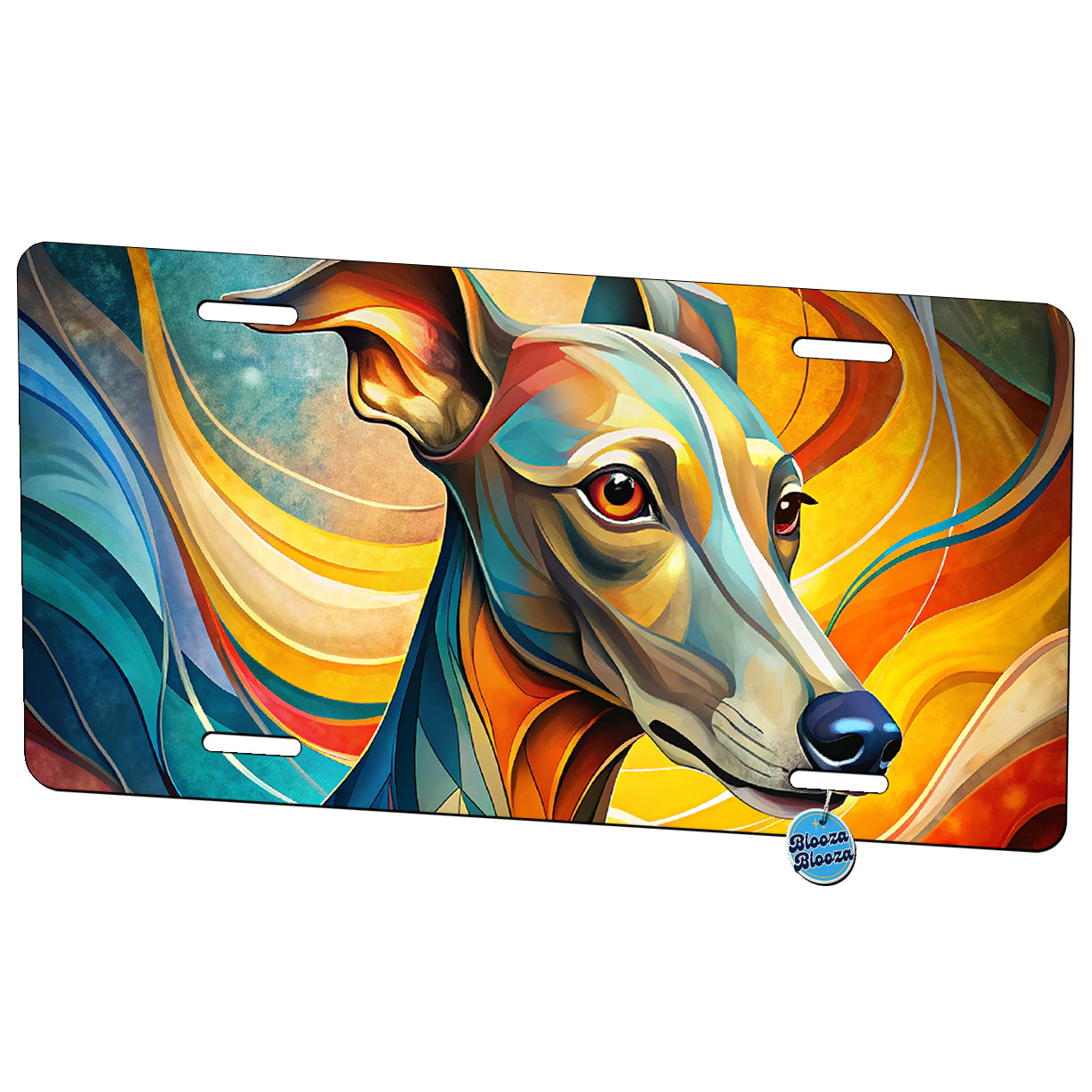 Italian Greyhound Dog Abstract Stylized Art Metal Vanity Novelty Tag License Plate for Trucks Cars SUVs