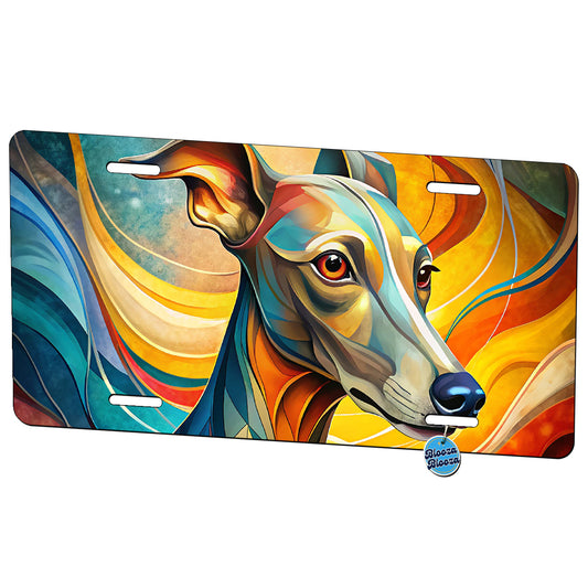 Italian Greyhound Dog Abstract Stylized Art Metal Vanity Novelty Tag License Plate for Trucks Cars SUVs