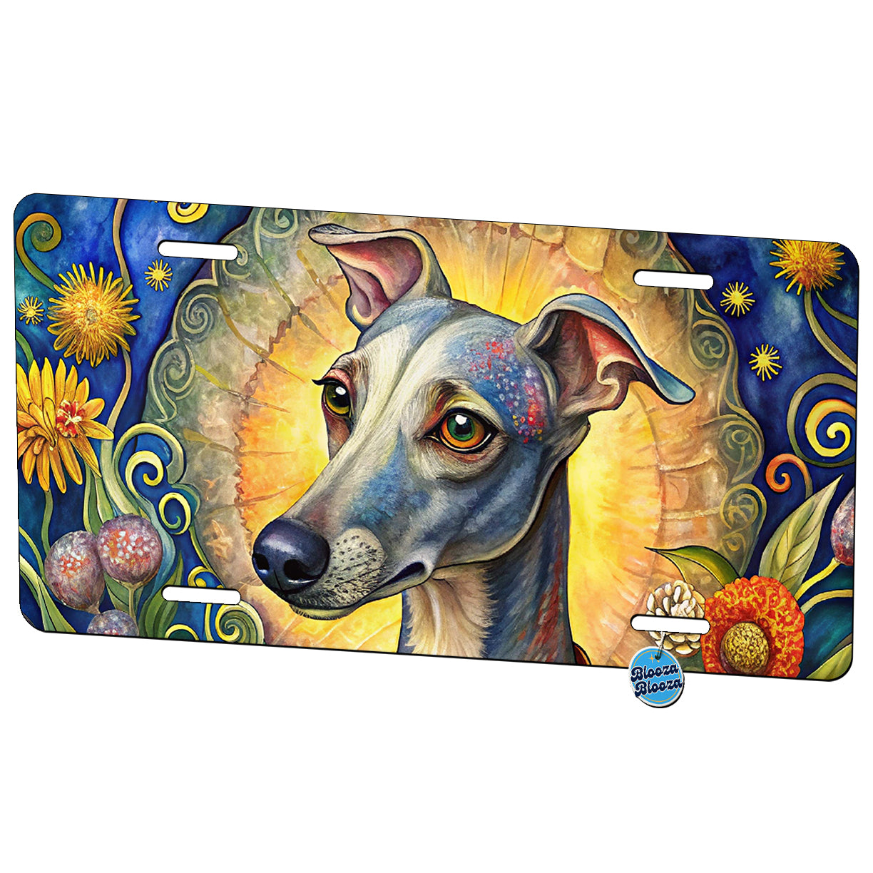 Italian Greyhound Dog French Bohemian Art Metal Vanity Novelty Tag License Plate for Trucks Cars SUVs